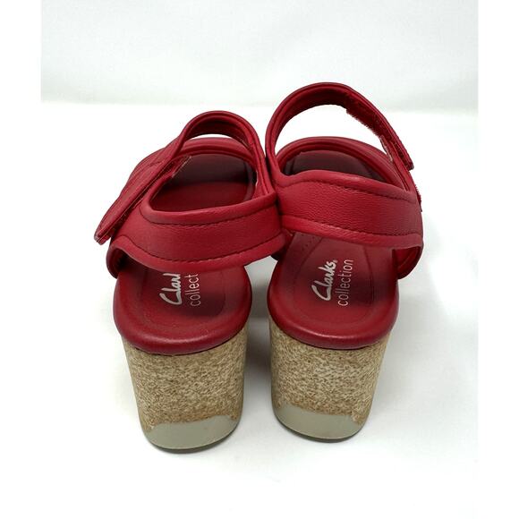 Clarks Collection Women's Chelseah Gem Wedge Sandal, Red Leather, Size 8 - Picture 4 of 7